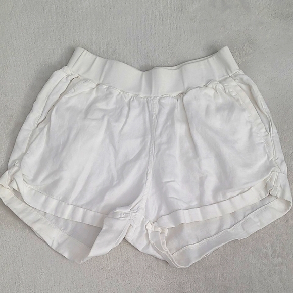 Faherty White Linen Blend Shorts Size S Elastic Waist Casual Summer Beach Ready - Picture 1 of 15